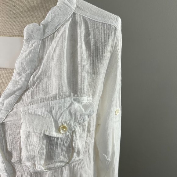 DEREK HEART White‎ Button Down Bohemian Shirt (S) - Picture 7 of 8